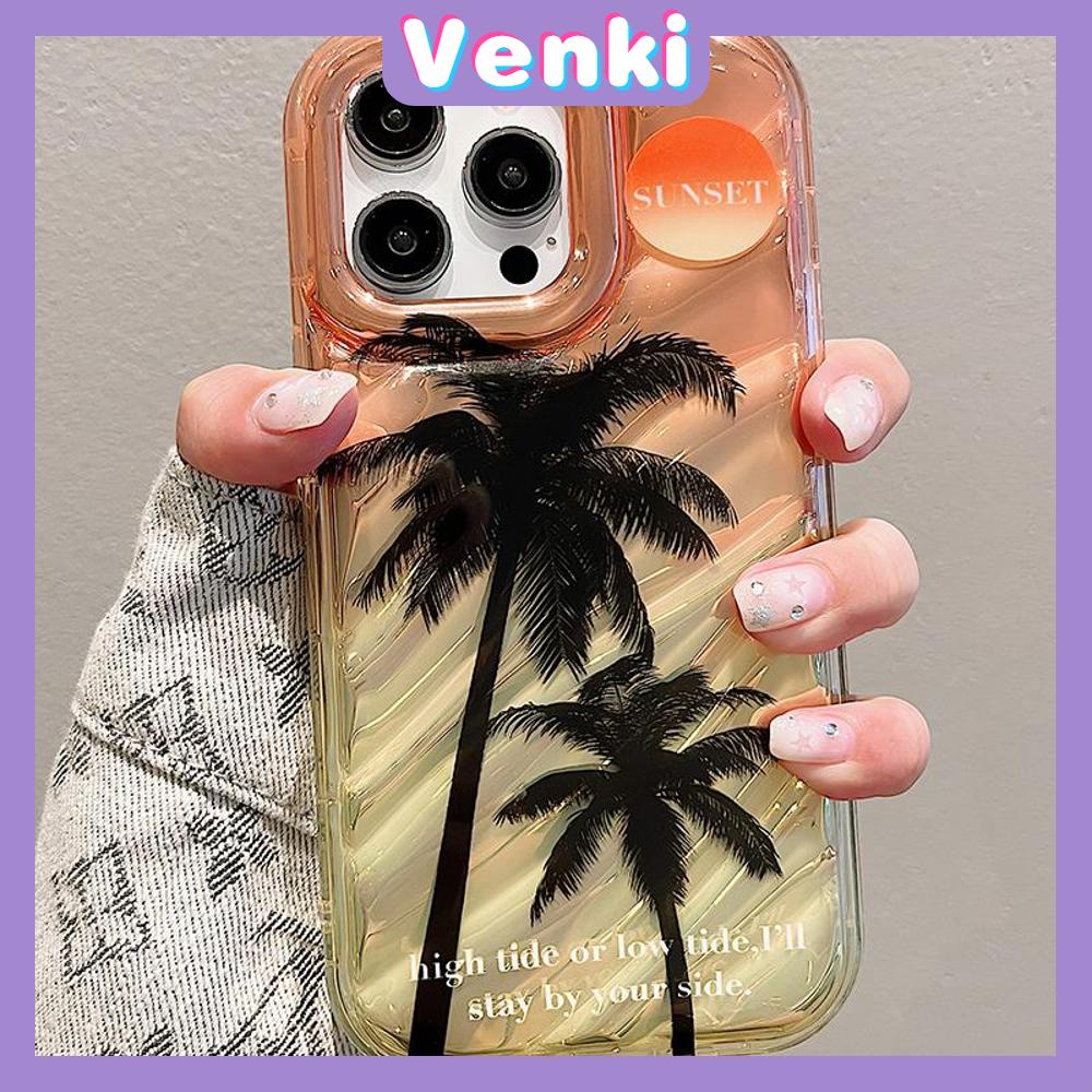 VENKI - For iPhone 11 iPhone Case Laser Reflective Transparent Phone Case TPU Soft Shockproof Airbag Shell Protective Summer Palm Compatible with iPhone 14 13 Pro max 12 Pro Max