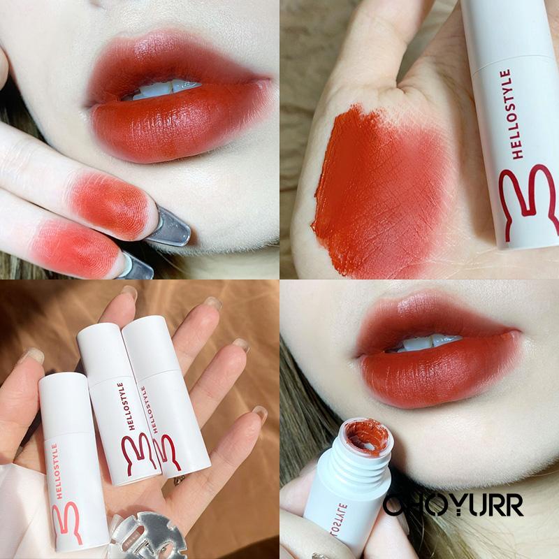 【COD】HELLOSTYLE  Lip Cream Kelinci Putih Kecil Velvet Matte Long Lasting Lipstick-CH