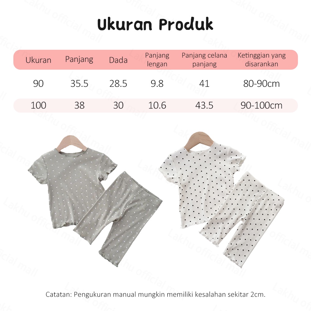 Lakhu Piyama Anak Perempuan Motif Polkadot Bayi Perempuan Baju Tidur Lucu Import