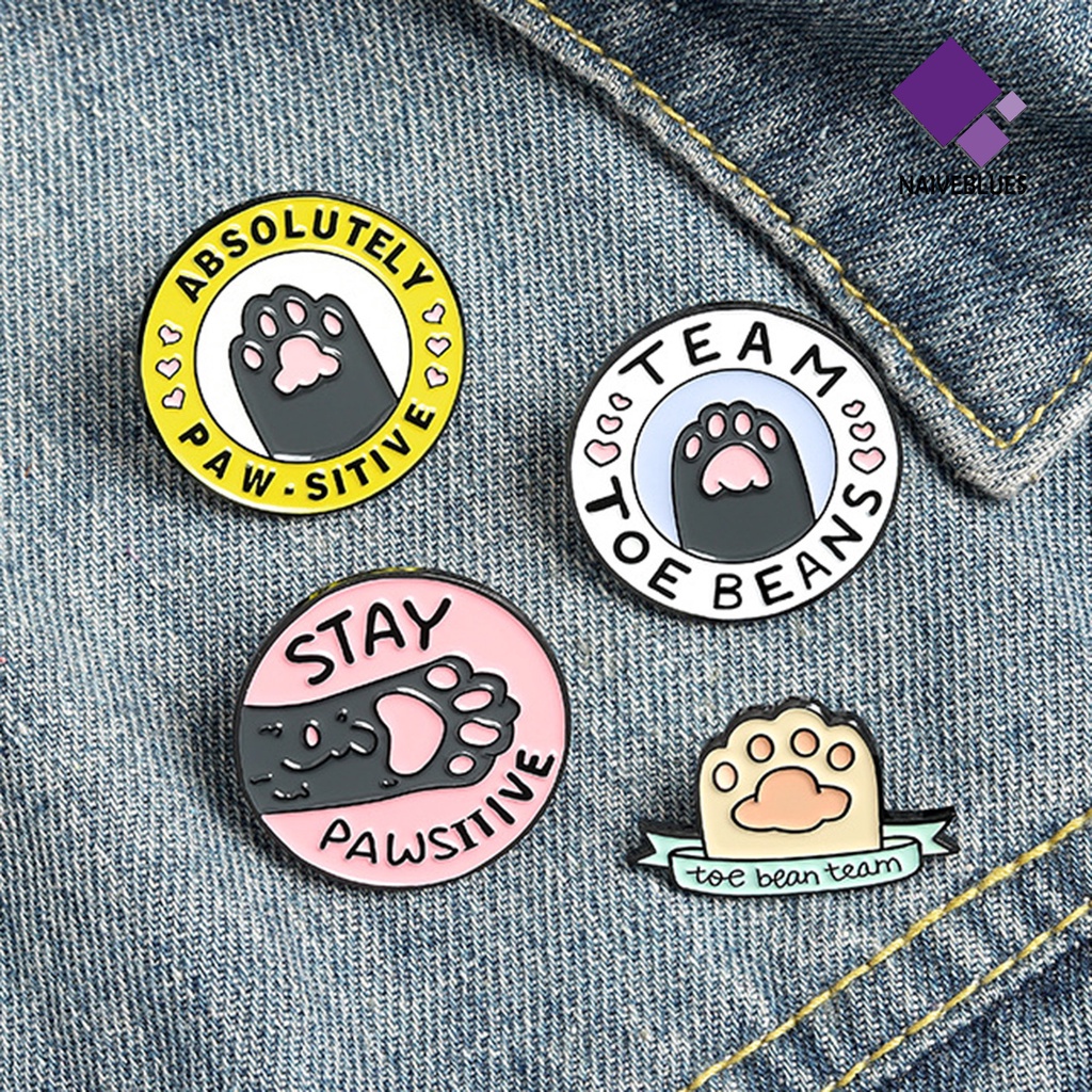 &lt; Naiveblues &gt; Kartun Kaki Kucing Bros Ransel Kerah Enamel Cat Pin Pakaian Siswa