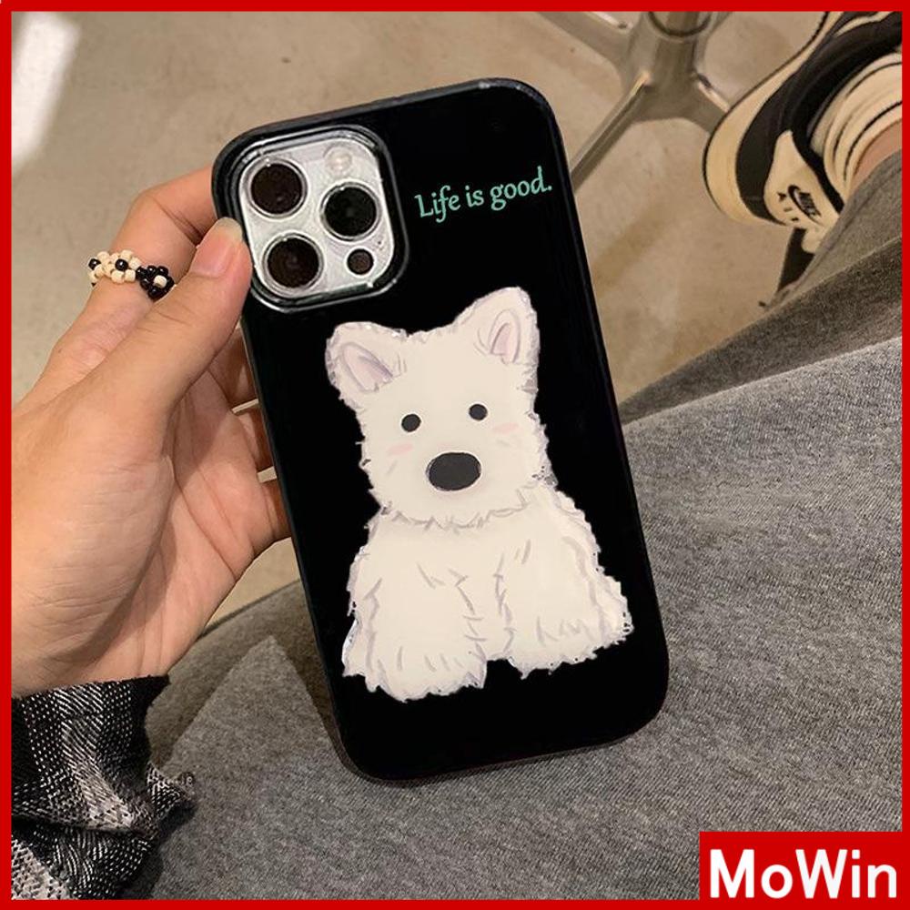 For iPhone 14 Pro Max iPhone Case Pink Glossy TPU Soft Case Shockproof Protection Camera Cute White Dog Compatible with iPhone 13 Pro max 12 Pro Max 11 xr xs max 7Plus 8Plus