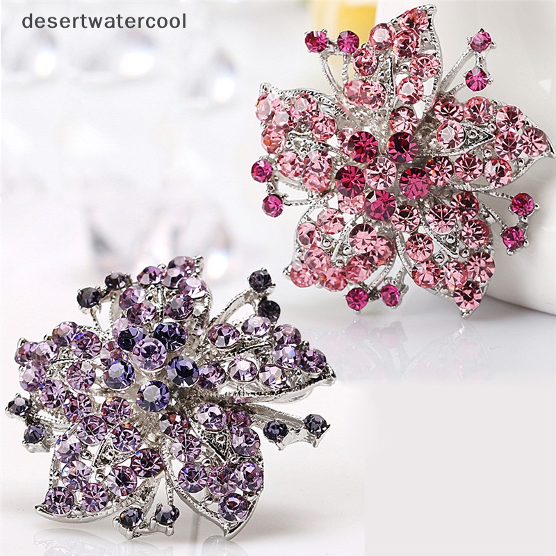 Deid Wanita Fashion Kristal Bunga Besar Bros Pin Berlian Imitasi Pesona Pernikahan Bros Martijn