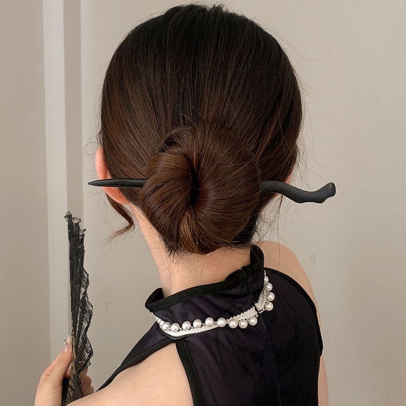 Gaya Cina Baru Antik Kayu Lilit Jepit Rambut Ebony Hairpin Modern Sederhana Cheongsam Hanfu Hairpin Aksesoris Rambut Wanita