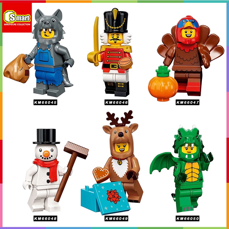 Serigala Abu-Abu Besar Fawn Kreatif Minifigure Blok Bangunan Mainan Bentuk Lucu Ornamen Hadiah