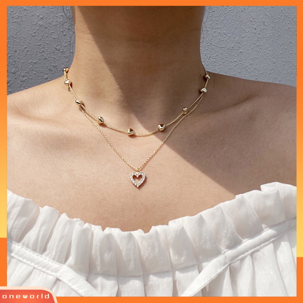 [ONE] Kalung Wanita Hias Artistik Hias Liontin Hati Bahan Alloy Necklace Untuk Pesta