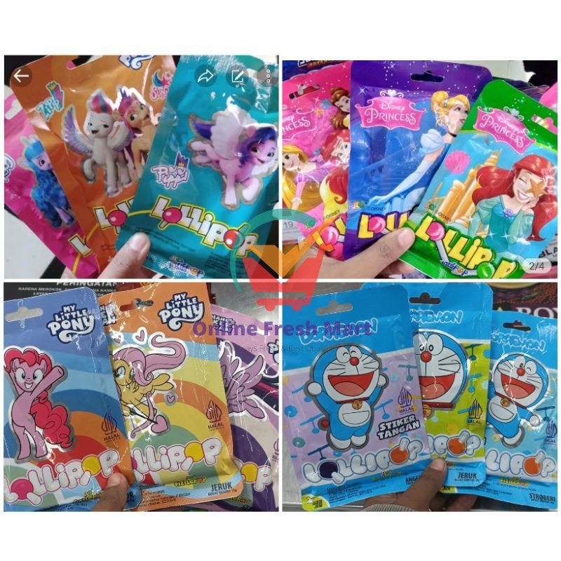 

JLO Fizlepop permen Lollipop little pony princess doraemon baru