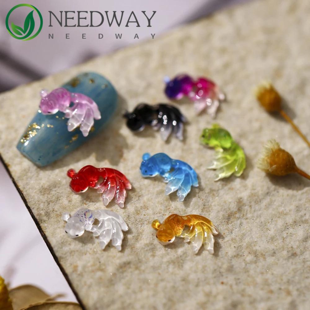 Needway   Dekorasi Nail Art Gradien Ikan Mas Gadis Pesona Kuku Kristal Decals Nail Jewelry DIY Manicure Aksesoris