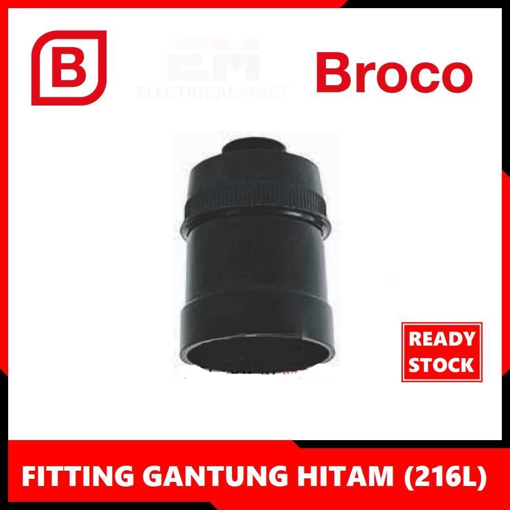 Fitting Gantung Broco Hitam (216L) Pendant Lamp Holder Socket Lampu E27 Black Original