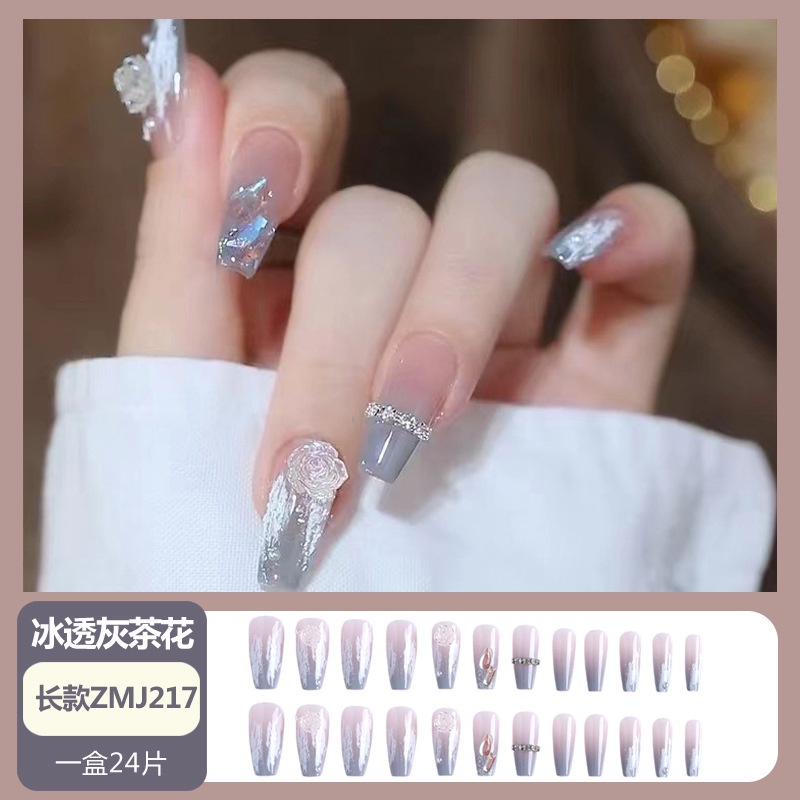 X65 24 Pcs DIY Kuku Palsu French Cool Finger Nail Art Stiker Kuku Palsu