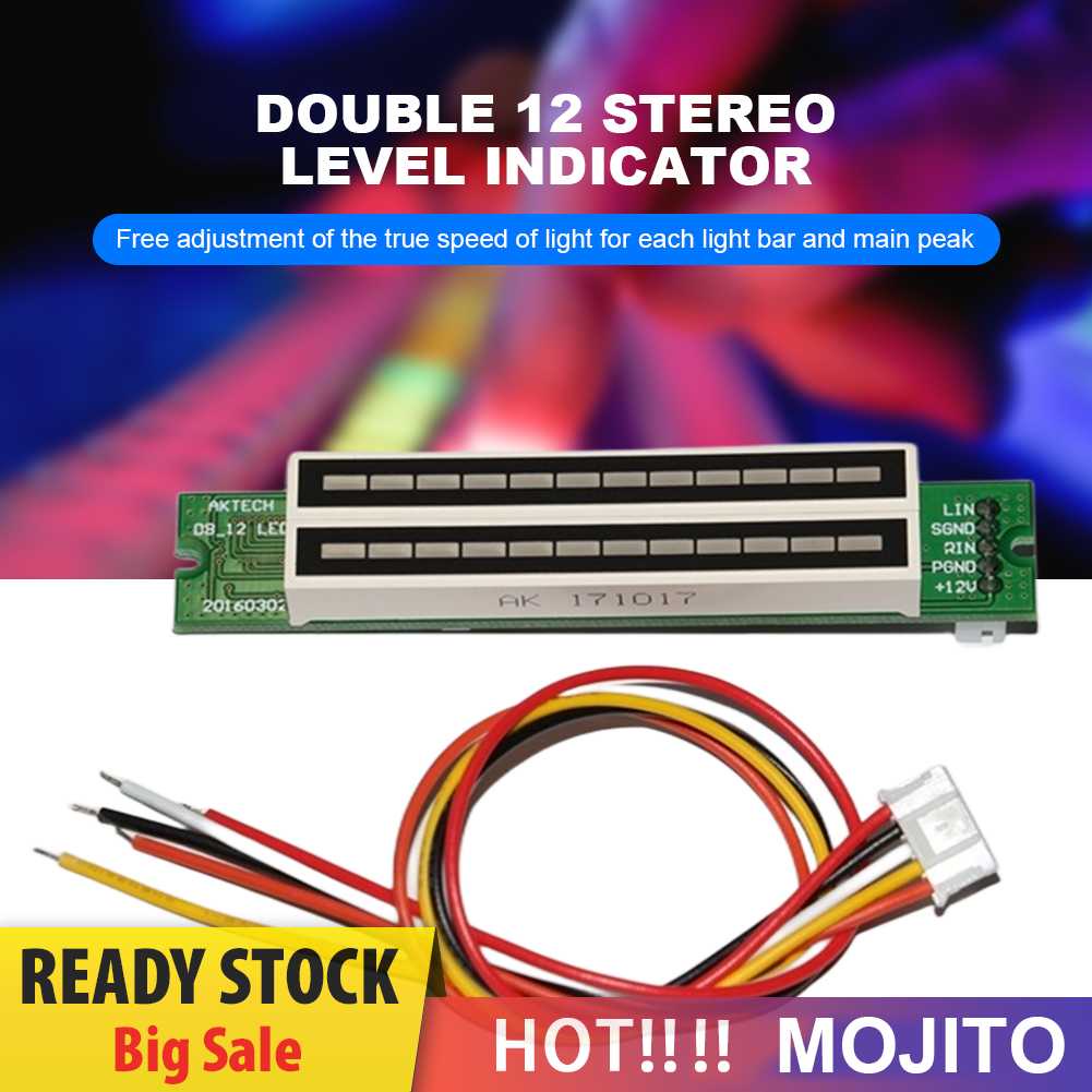 Dual Channel 12bit VU Meter Stereo Amplifier Board Kecepatan Cahaya Yang Dapat Disesuaikan 7-12V