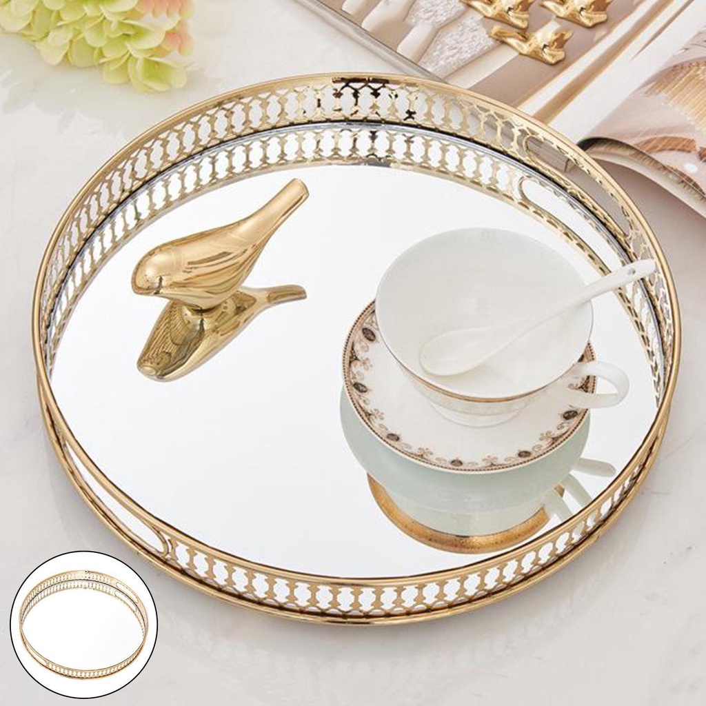 Crystal Tray Round Makeup Organizer Piring Saji Makanan Penutup Dekorasi Rumah
