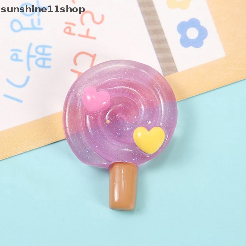 Sho 5PCS Kawaii Transparansi Lollipop Resin Simulasi DIY Scrapbooking Aksesoris N