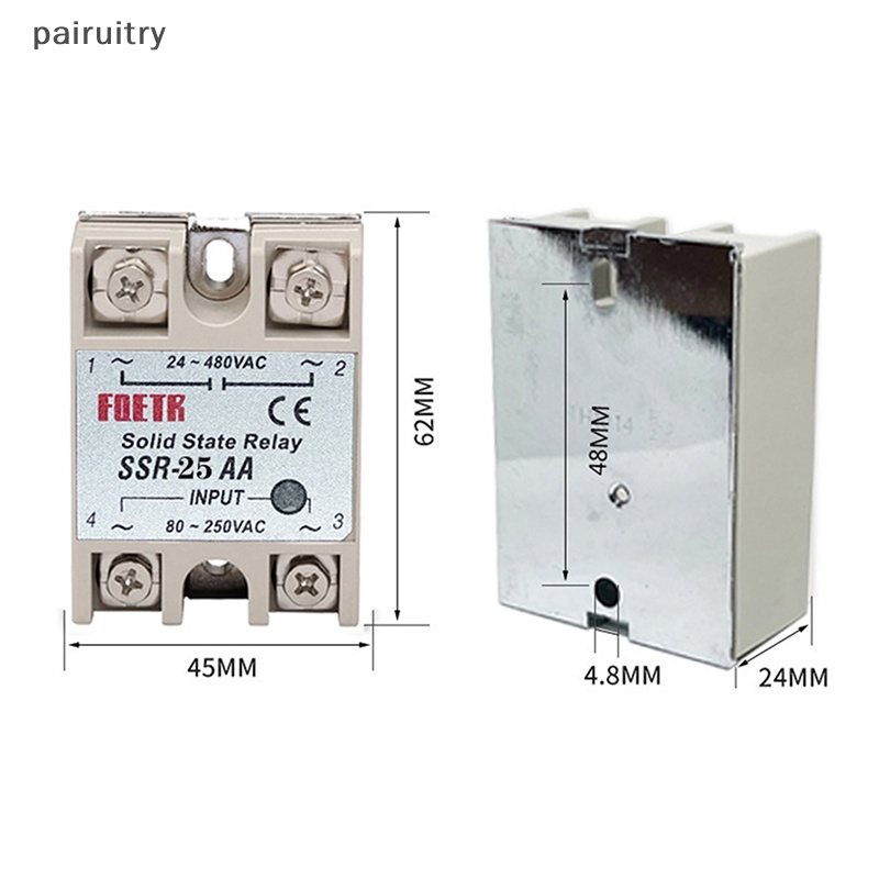 Prt DC Control AC SSR Shell Putih Single Phase Solid State Relay Tanpa Tutup Plastik SSR-25AA SSR-40AA SSR-60AA SSR-100AA Regulator Tegangan PRT