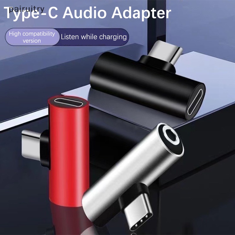 Prt 2-In-1 Charging Type-C To Type-C Male To Female Adaptor Headphone Jack 3.5mm PRT