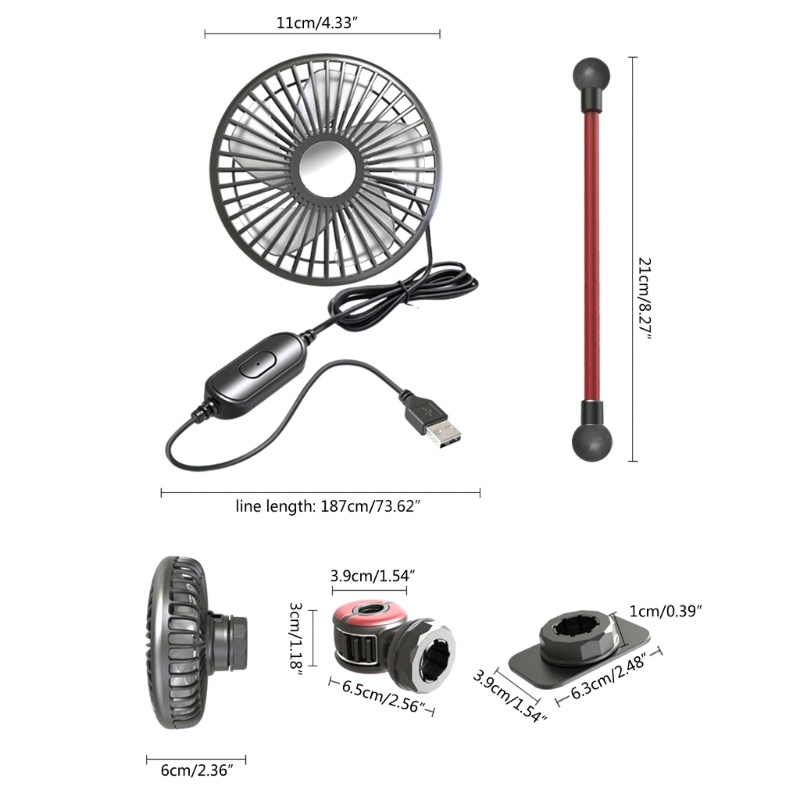 Sun Air Circulator Fan Kipas Ventilasi Kipas Angin Mobil Car Seat Fan Dashboard Mounted USB Fan Backseat Car Fan Untuk Kendaraan Offi