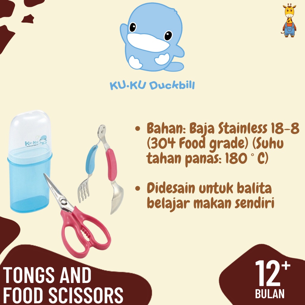 Kuku Duckbill Tongs And Food Scissors KU3033 /  Gunting Makanan + Sendok Garpu