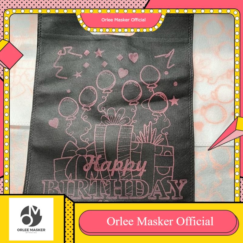 TAS SOVENIR HAPPY BIRTHDAY (HBD) 35x25cm dan 25x20cm TOTEBAG bahan spunbund TEBAL / tas parsel maupun oleh-oleh/ tas oval