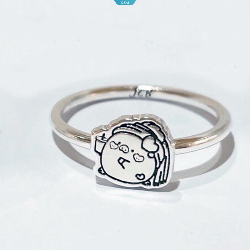 Tennie Weenie Couple Rings Cute Sliver Tennie Weenie Piggy Girl Open Ring Cincin Jari Yang Dapat Disesuaikan Perhiasan Anniversary Pecinta Romantis [ZK]