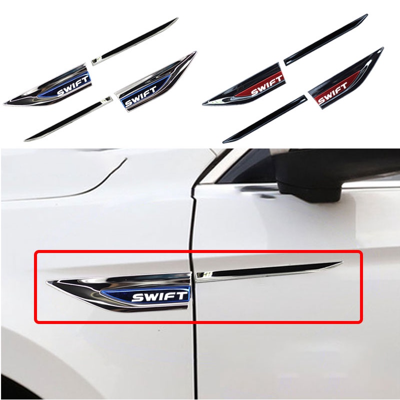 1set Stiker Logo Samping Fender Pintu Mobil Stainless Steel (Kiri Kanan) Untuk Suzuki Swift RS AGZ A2L Swift Aksesoris Sport