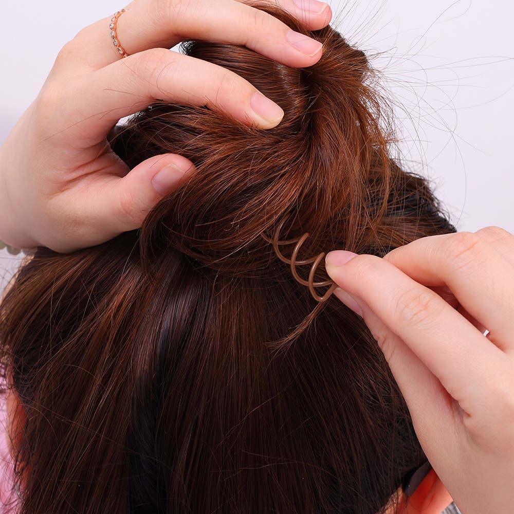Klip Spiral Bentuk Tetap Kepala Bola Pengeriting Rambut/ Alat Styling Rambut DIY/ Ornamen Elegan Klip Rambut Garpu