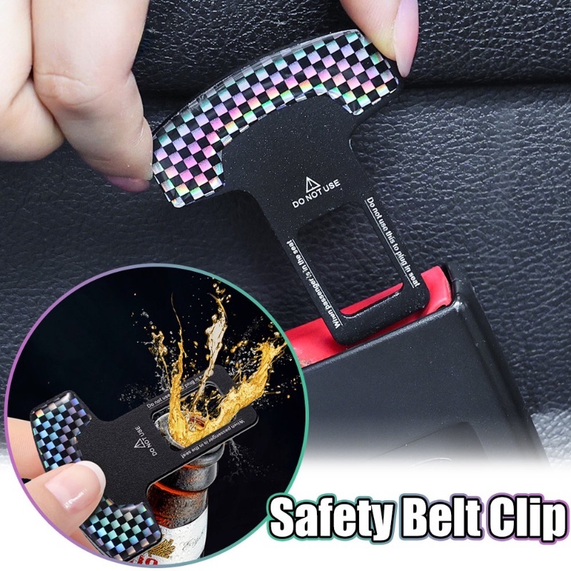 1pc Gesper Sabuk Pengaman Serat Karbon Buram Mobil Alarm Canceler Stopper Plug Insert Seatbeltts Lock Buckle Auto Interior Aksesoris
