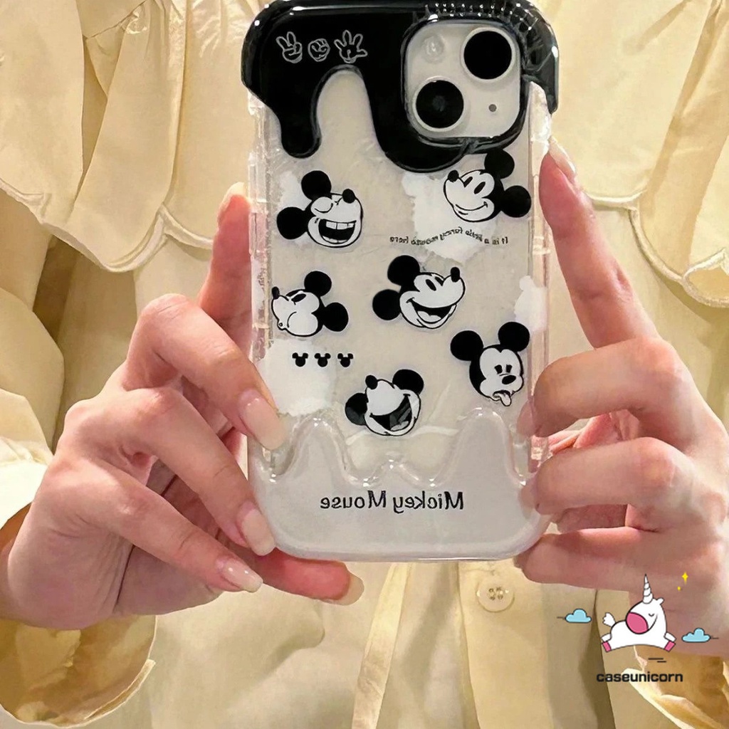 Casing Ponsel Es Krim Permen Kreatif 3D Kompatibel Untuk IPhone 7Plus 8Plus 78 Plus 11 14 13 12 Pro Max XR X XS Max Pasangan Kartun Lucu Mickey Minnie Mouse Lembut Shockproof Cover