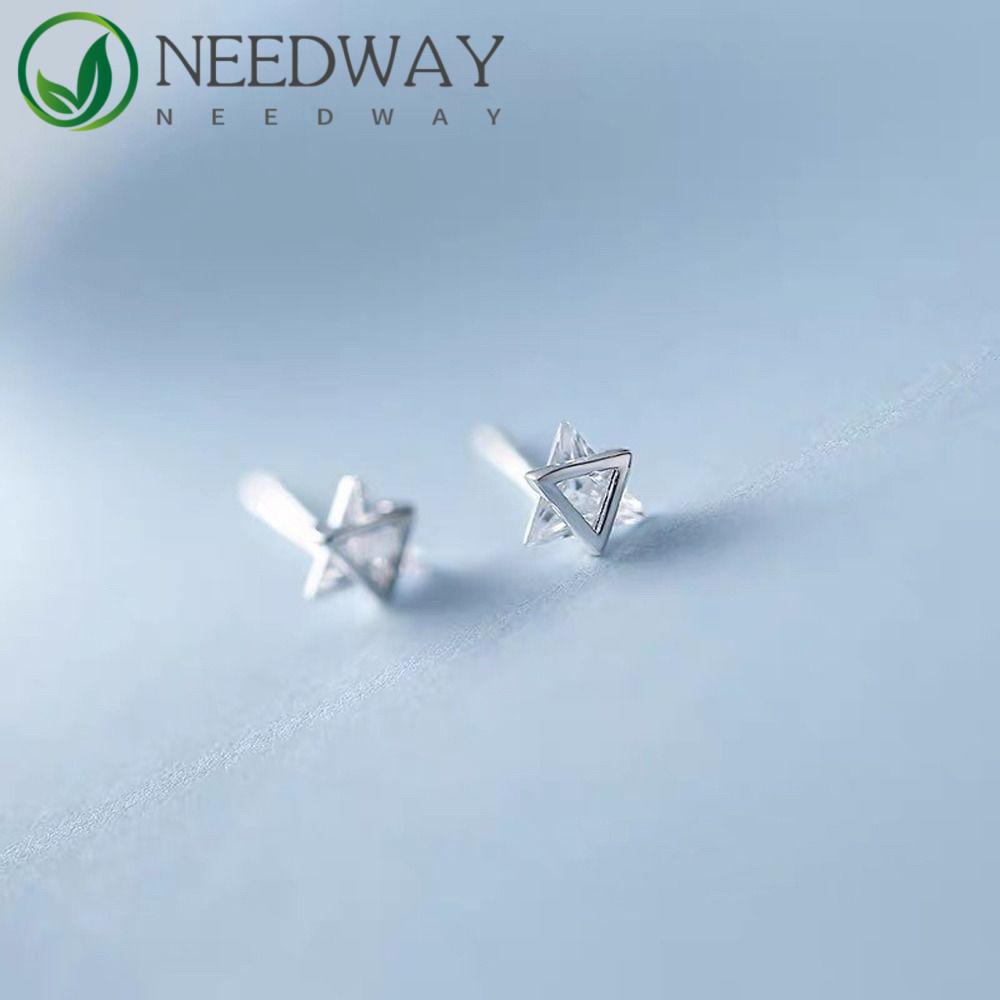 Needway   Wanita Anting Serbaguna Halus Sederhana Perhiasan Fashion Segitiga Gadis Hadiah Geometris Zirkon Gaya Korea Earrings