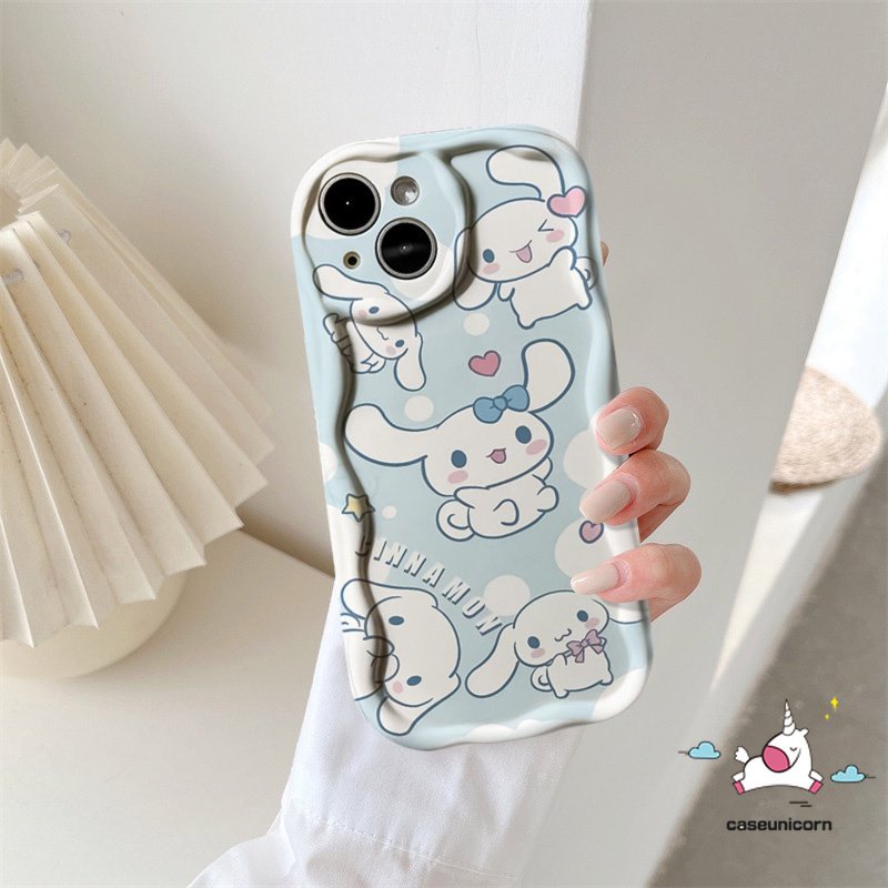 Untuk Realme C53 C25 C33 C31 C12 C35 C11 5 7i 5i 6i 5s 9i C55 C30 C20 C15 C21Y C25s C25Y C21 C17 C2 C20A C3 C1 Melody Kartun Lucu Cinnamoroll 3D Wavy Curved Edge Soft Cover Case