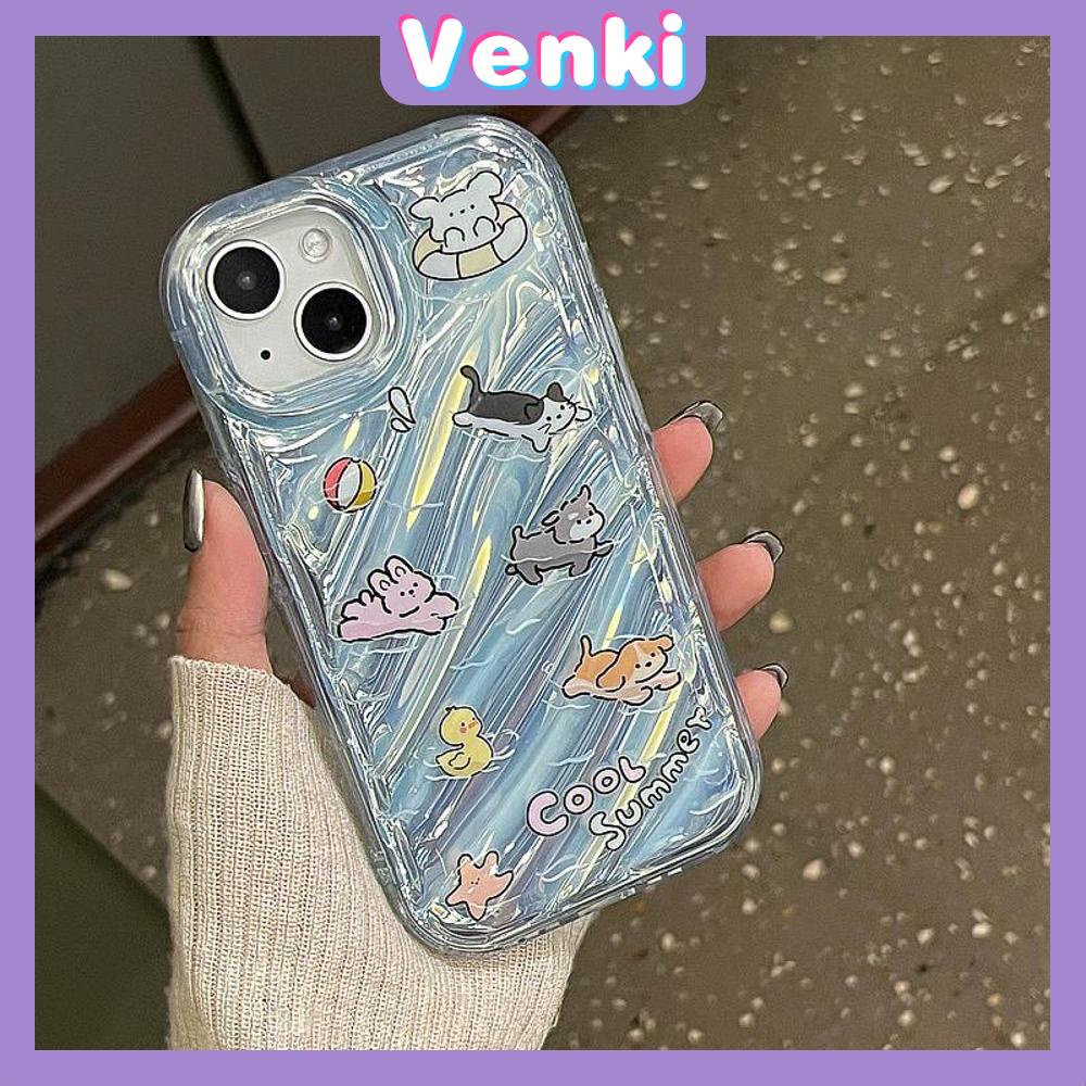 VENKI - Untuk iPhone 11 iPhone Case Laser Reflektif Bening Phone Case TPU Soft Shockproof Airbag Phone Case Hewan Kartun Lucu Kompatibel dengan iPhone 14 13 Pro max 12 Pro Max XR