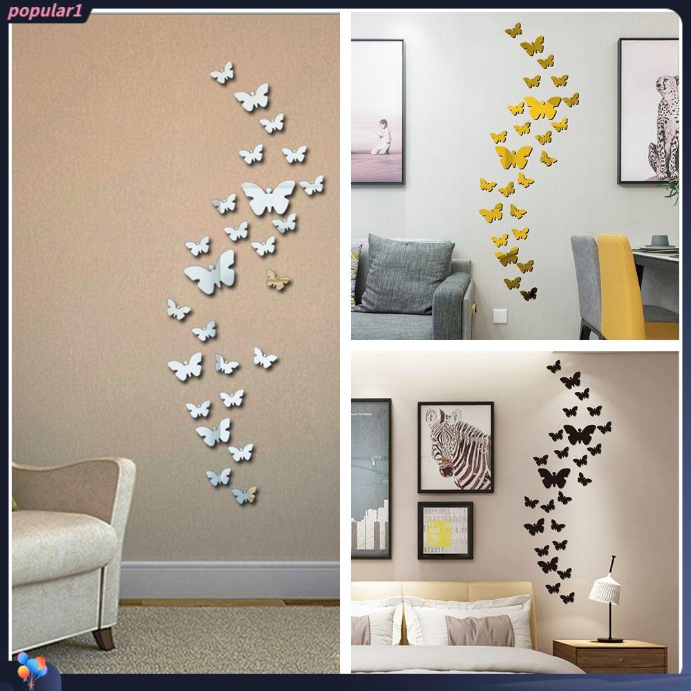 Populer 25PCS/Set 3D Kupu-Kupu Stiker DIY Pesta Pernikahan Nursery Kamar Tidur Kupu Decal