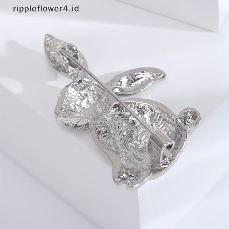 {rippleflower4.id} Bros Kelinci Berlian Imitasi Lucu Musim Dingin Fashion Hewan Pin Zodiak Aksesoris Dekorasi Tahun Baru High Quality~