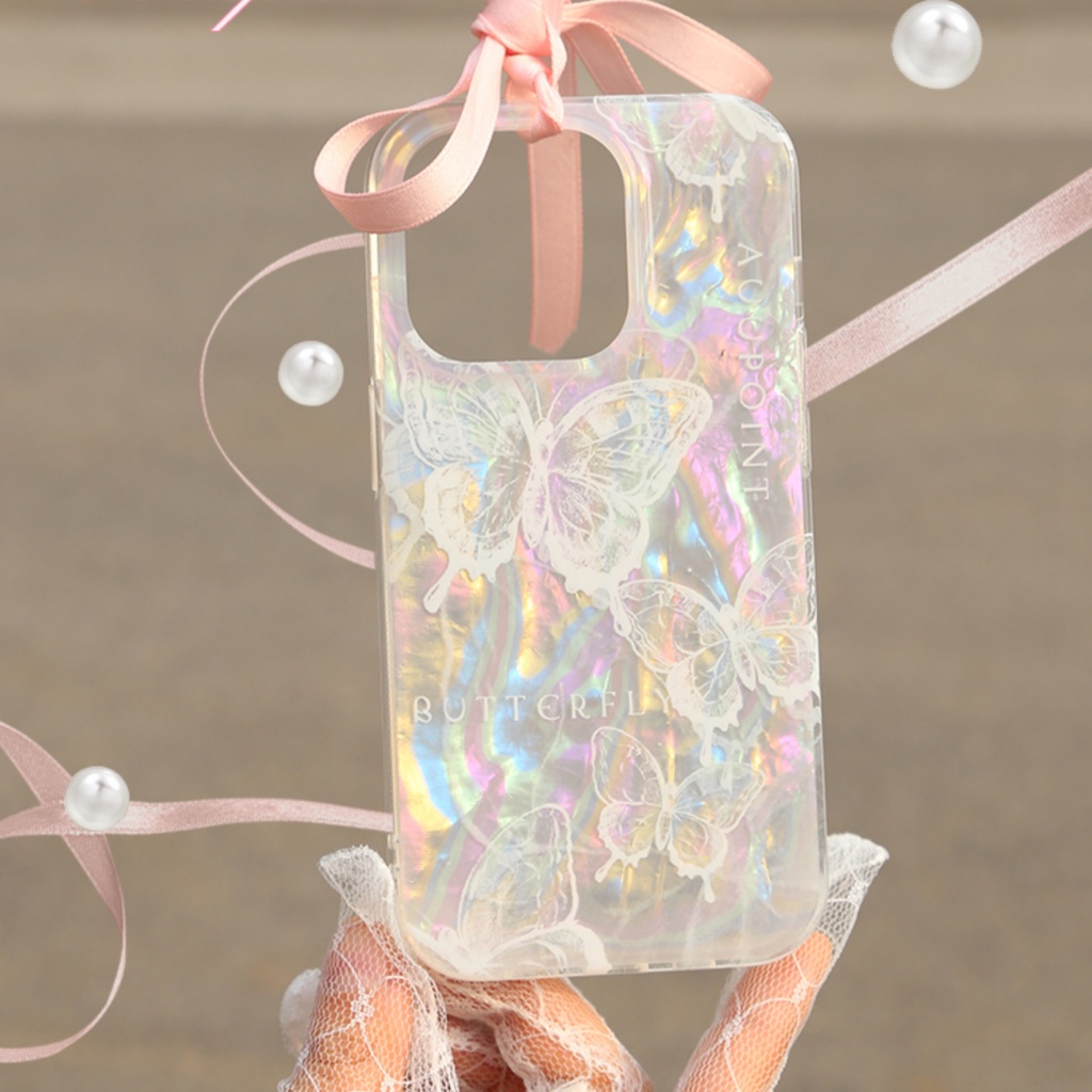 Ins Gaya Cocok Untuk iPhone 14 Pro Max Casing Ponsel iPhone Motif Kupu-Kupu Ganda Kompatibel Dengan Iphone13 13pro 13prm iPhone 11 11pro 14plus 12Pro Max Casing Ponsel TPU Tahan Guncangan