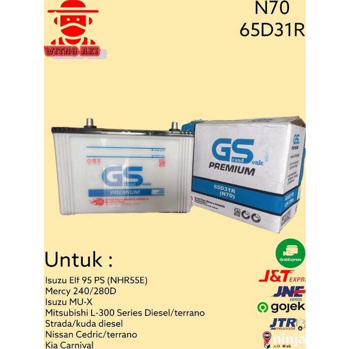 Accu/ aki mobil kia carnival basah GS n70 12v 70ah 65d31r