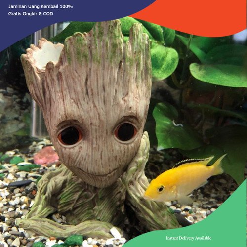 Hiasan aquarium groot, dekorasi aquarium groot, hiasan groot, miniatur groot, hiasan groot, pajangan