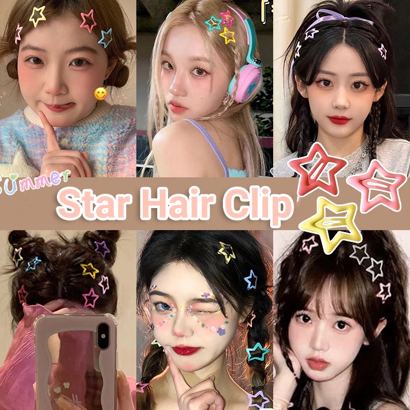 [Harga Grosir]cewek Y2k Gaya Pentagram BB Jepit Populer Aksesoris Rambut Wanita Manis Lucu Permen Warna Poni Samping Rambut Pin Wanita Fashion Korea Bintang Berujung Lima Hair Clip