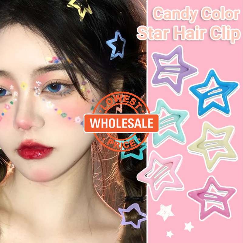 [Harga Grosir]cewek Y2k Gaya Pentagram BB Jepit Populer Aksesoris Rambut Wanita Manis Lucu Permen Warna Poni Samping Rambut Pin Wanita Fashion Korea Bintang Berujung Lima Hair Clip