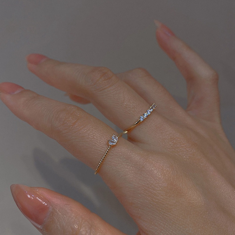 2pcs/set Menenun Kristal Berbentuk Hati Lucu Pernikahan Band Rings Untuk Wanita Warna Emas Pertunangan Perempuan Pesta Ring Hadiah Jewerly