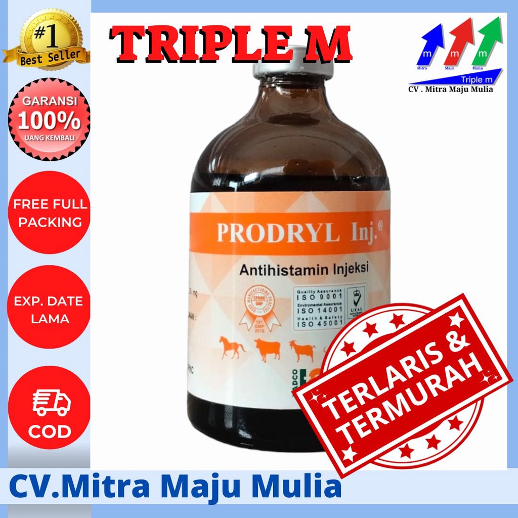 PRODRYL 100 ml - Obat Hewan Sakit Antihistamin Radang Vetadryl TRIPLE M