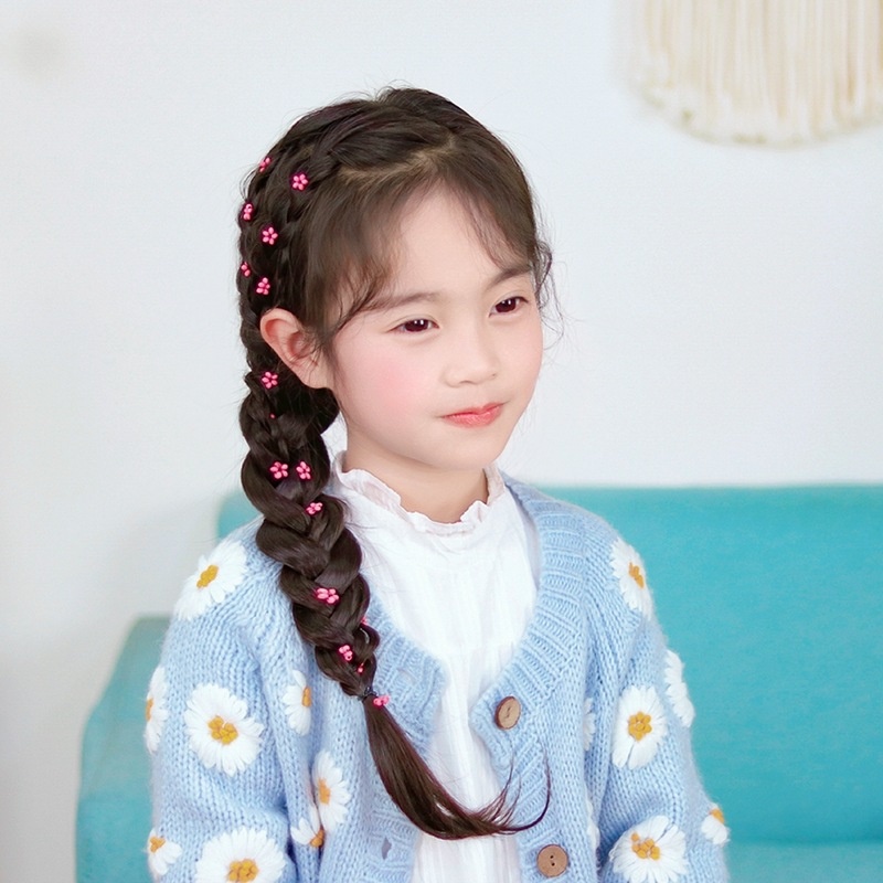 Hiasan Kepala Rantai Rambut Dikepang Bunga Kecil Yang Lucu/Ikat Rambut Hiasan Kepala Peri Manis/Gaya Jepang Korea Mutiara Imitasi Tali Rambut Tak Terlihat/Gadis Anak-Anak Fashion Multicolor Jepit