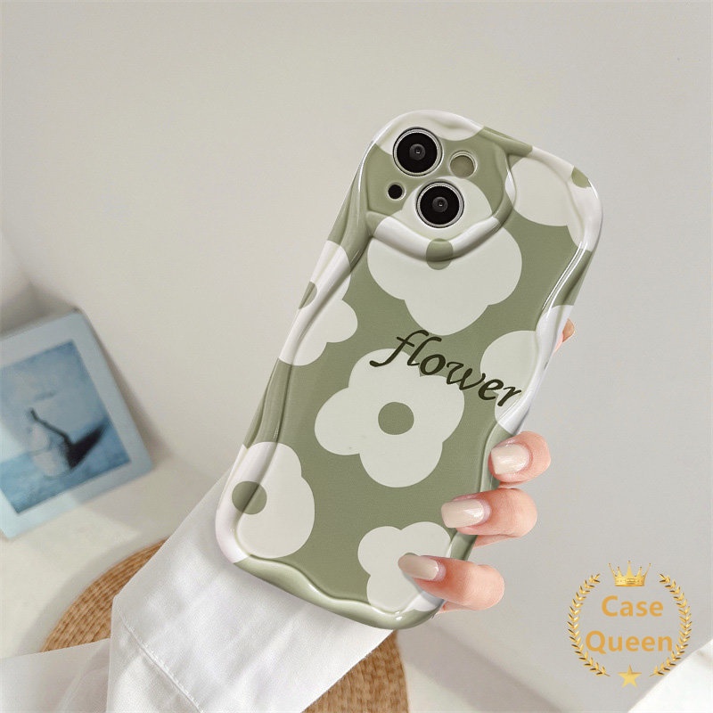 Cat Air Fresh Flowers Green Glossy Back Case Untuk Redmi 9C NFC A1 9C 10A 9A 10 A2 Redmi Note8 11 9 11s Terpesona Daisy Floral Pink Rose Flowers 3D Wavy Curved Edge Cover