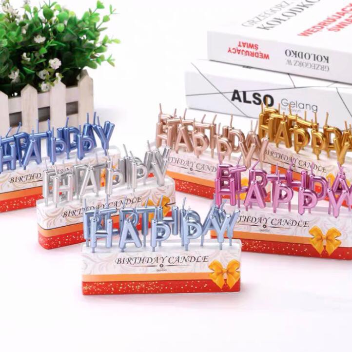 ENZ ® Lilin Set Huruf Happy Birthday Lilin HBD Metalik 1301