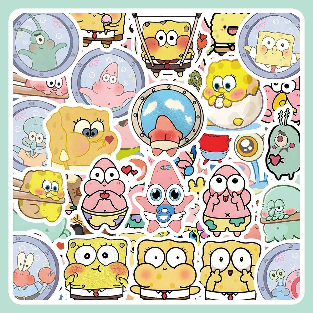 【 ELEGANT 】 Spongebob Patrick Stiker Koper Kulkas Mainan Anak Wall Decals Stationery Decals Diary Stiker Skateboard Gurita Saudara Decals