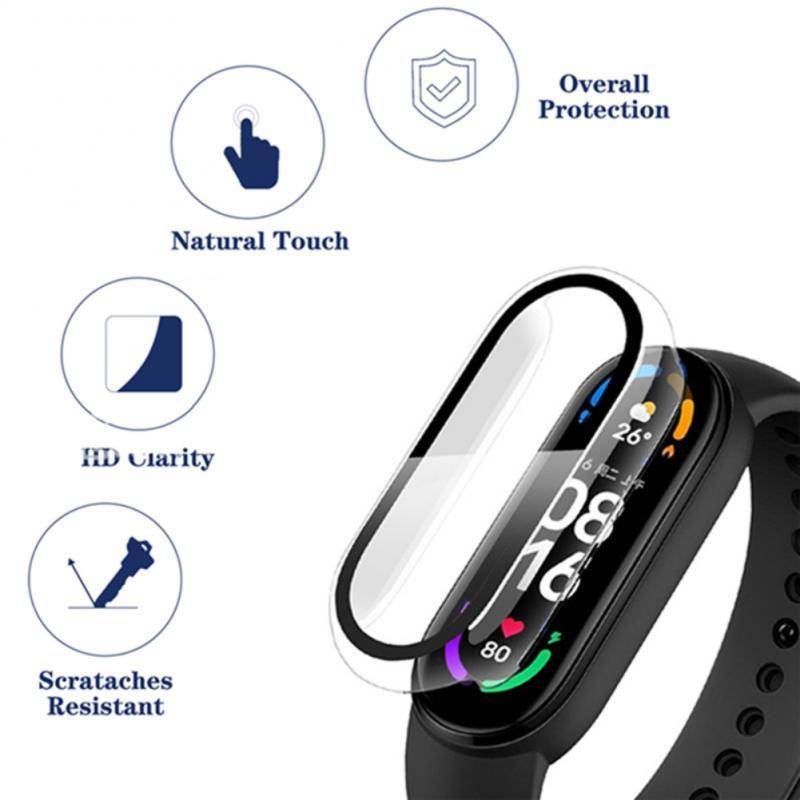 Hard Edge Shell Film Pelindung Layar Kaca Full Case Untuk Xiaomi Mi Band8 7 6 5 4 Smart Miband Cover Gelang Aksesoris