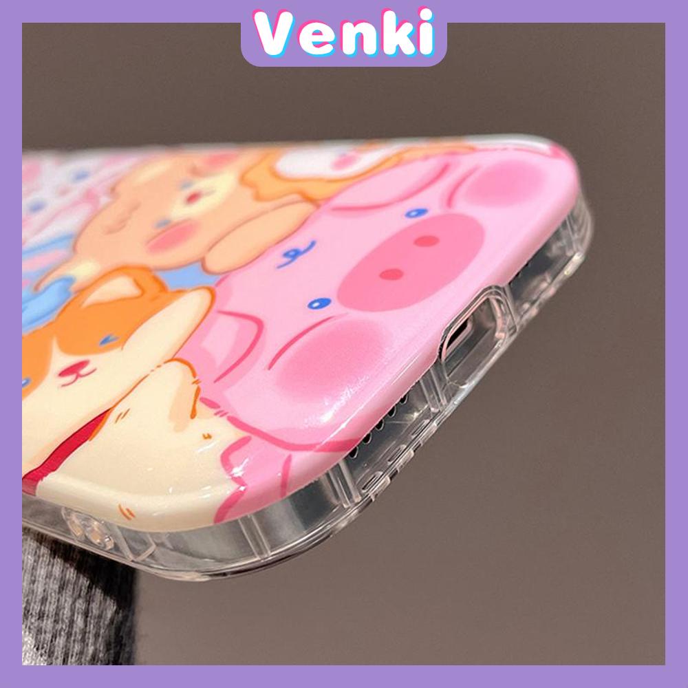 VENK I- Untuk iPhone 11 iPhone Case Laser Reflektif Bening Phone Case TPU Soft Shockproof Airbag Phone Case Lucu Kartun Kompatibel dengan iPhone 14 13 Pro max 12 Pro Max XR XR 7 8Plus