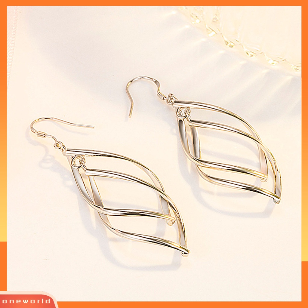 [WOD] 1pasang Anting Kait Linear Swirl Bohemian Perhiasan Halus Tahan Lama Drop Earrings Untuk Pakaian Sehari-Hari