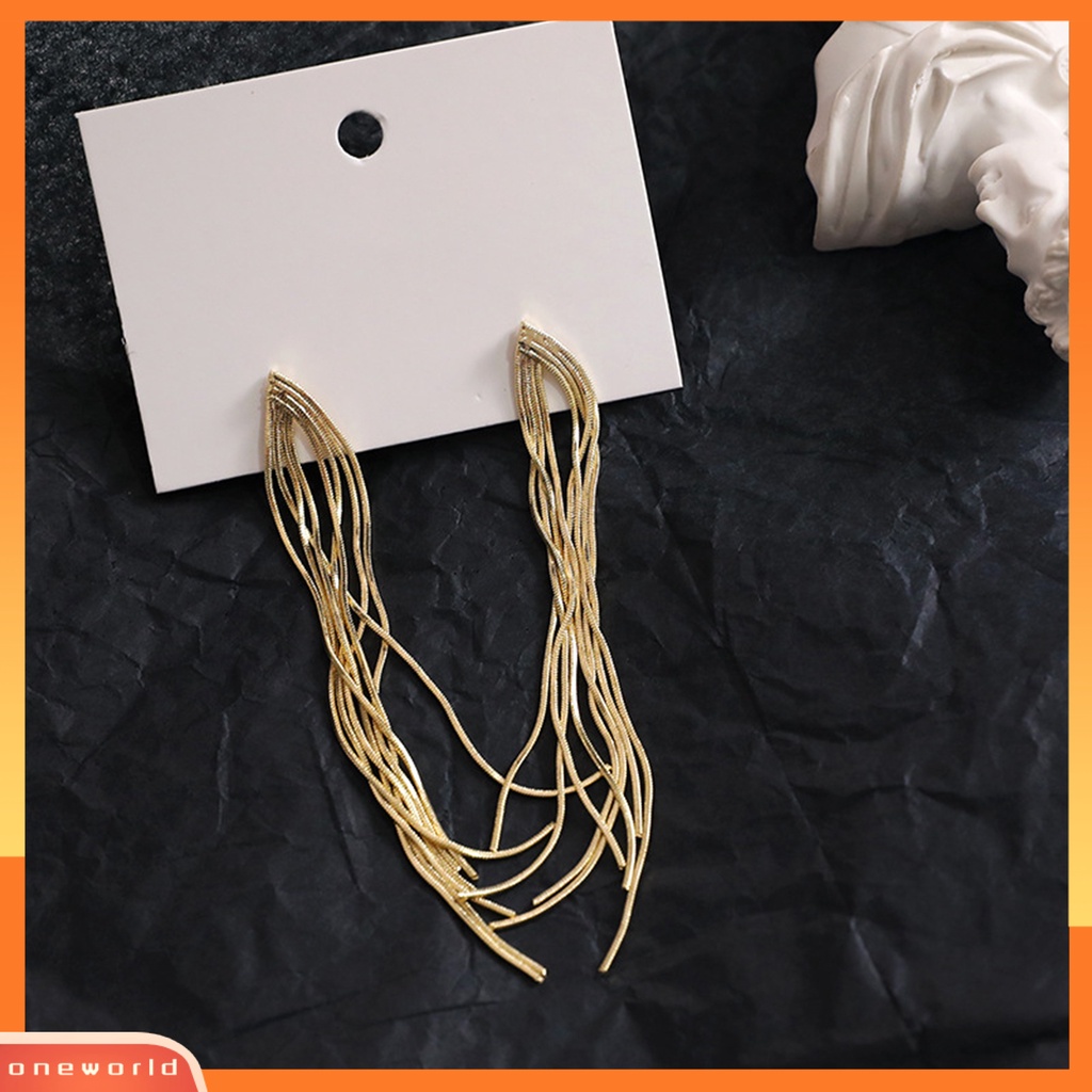 [WOD] 1pasang Anting Menjuntai Elegan Hypoallergenic Minimalis Temperamen High Gloss Hadiah Fashion Perhiasan Bohemian Logam Jumbai Wanita Drop Earrings Untuk Harian