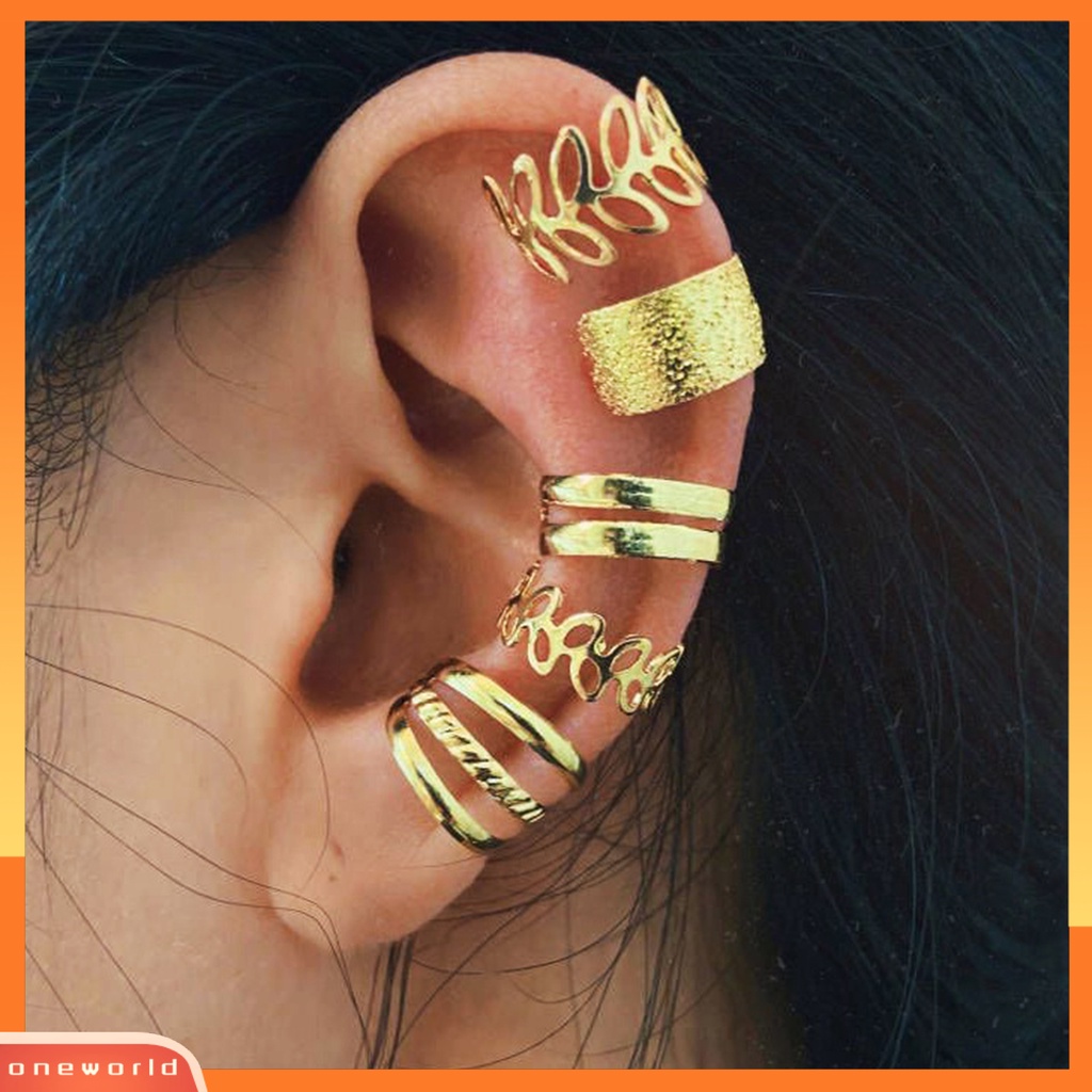 [WOD] 1set Anting Hoop Keren Bulat Gaya Hip-hop Non Tindik Telinga Lady Ear Clip Untuk Pakaian Sehari-Hari