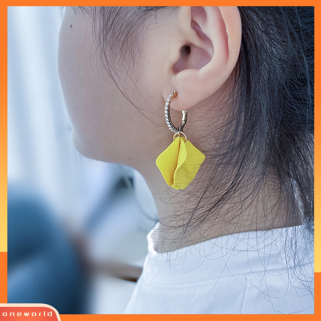 [WOD] 1pasang Anting Liontin Hias Anting Hoop Kelopak Bunga Mawar Artistik Untuk Hadiah