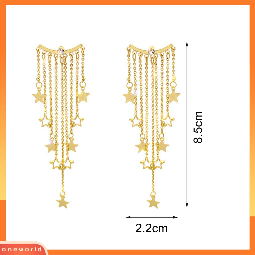 [WOD] 1pasang Anting Tusuk Telinga Berlebihan Hias Geometris Bintang Berujung Lima Drop Earrings Untuk Kehidupan Sehari-Hari