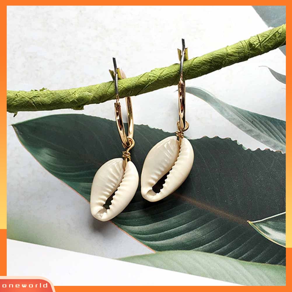 [WOD] Fashion Sea Shell Huggie Anting Wanita Pernyataan Musim Panas Pantai Pesta Perhiasan